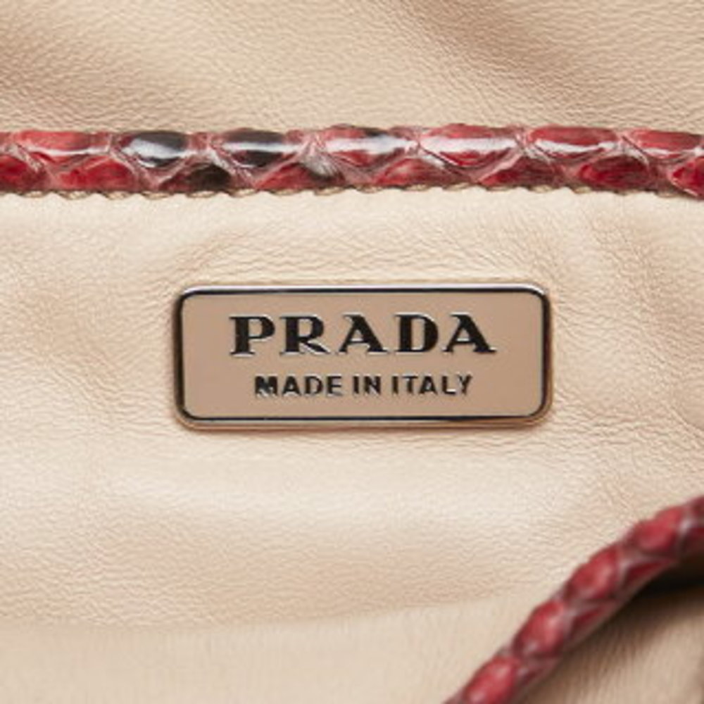 Prada Python Triangle Shoulder Bag Red Black Leat… - image 8